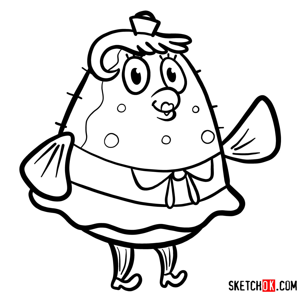 puff pages mrs spongebob coloring SpongeBob  Step  drawing by tutorials step