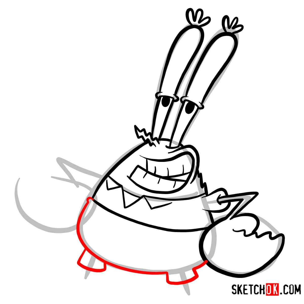 How to draw Mr. Krabs | SpongeBob -  step 06