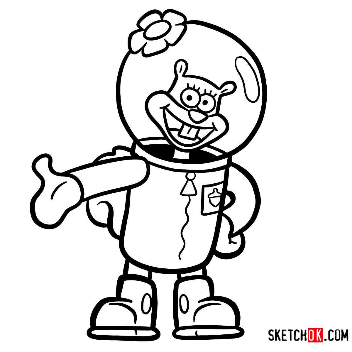 How to Draw Sandy Cheeks Grab Your Pencils, It's Texas Time