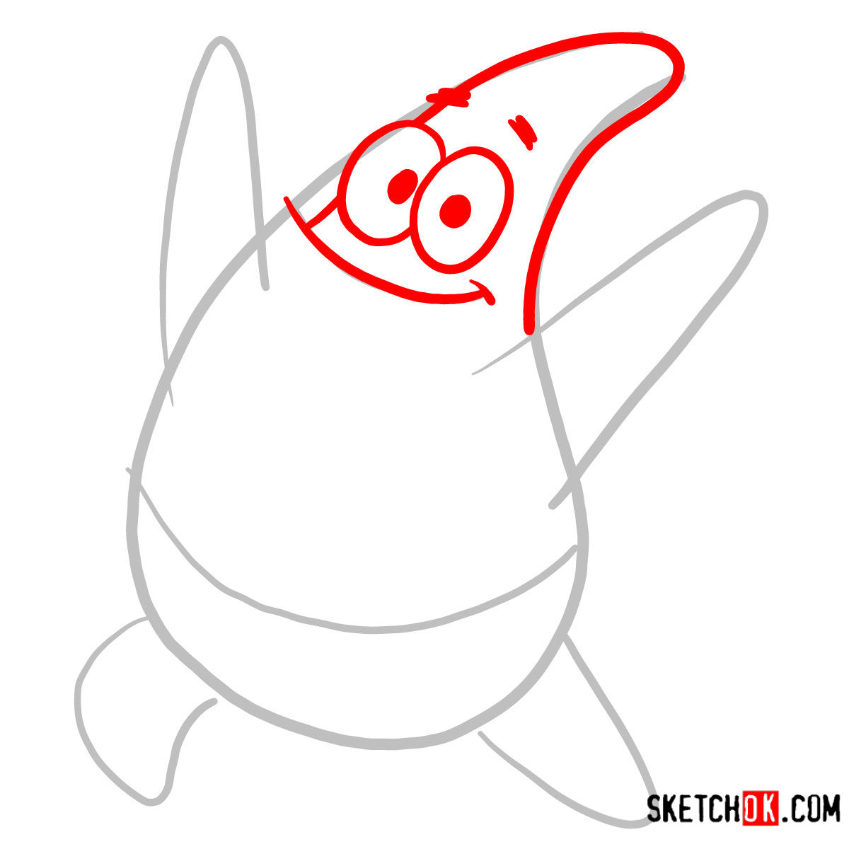 How to draw Patrick Star | SpongeBob - step 02