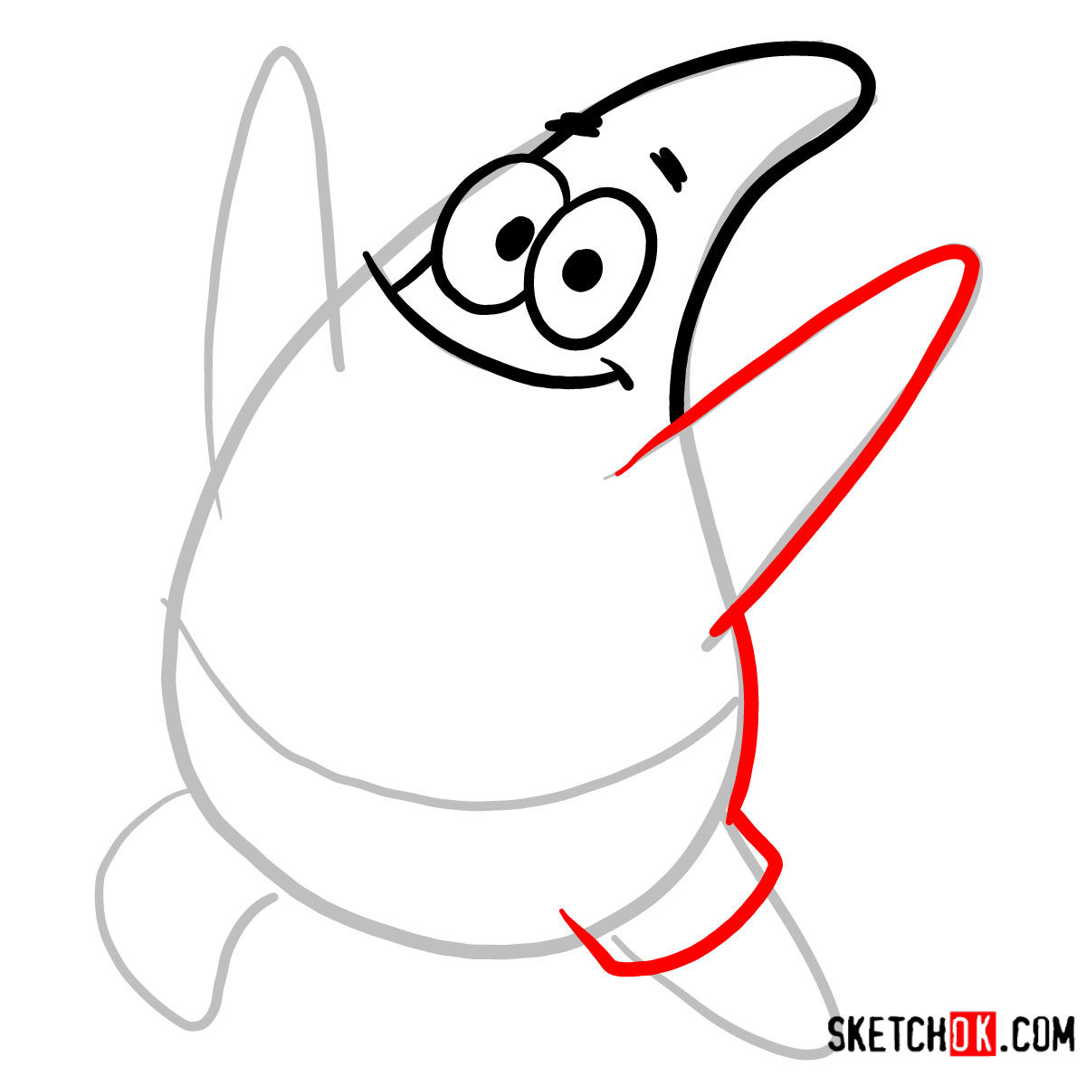 How to draw Patrick Star | SpongeBob - step 03