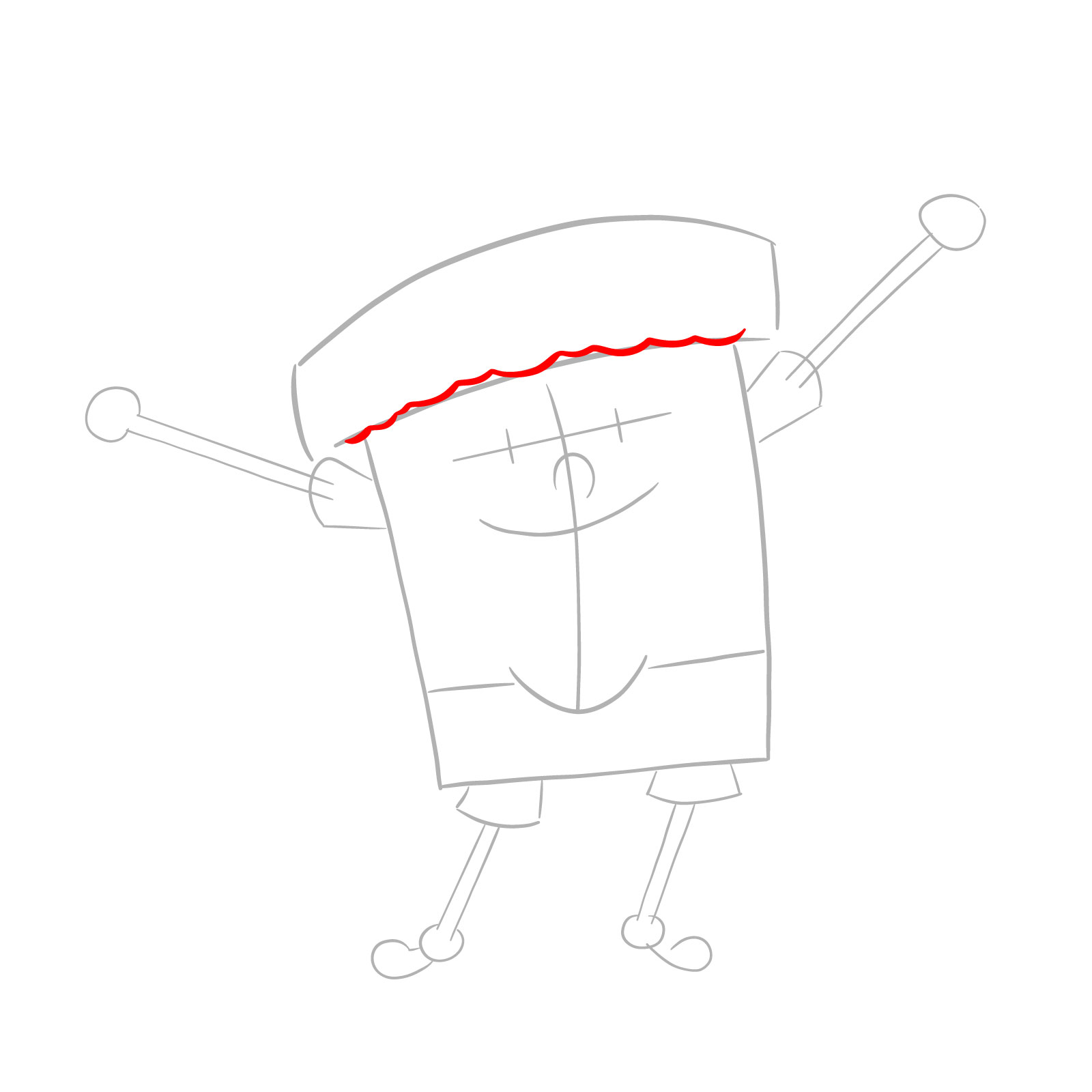 How to draw Santa SpongeBob SquarePants - step 04