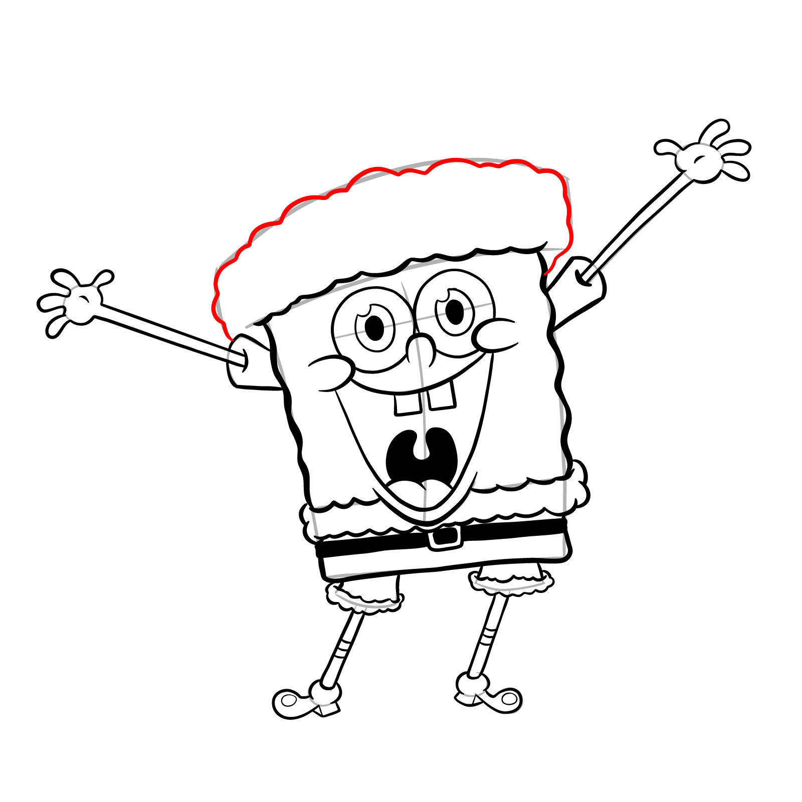 How to draw Santa SpongeBob SquarePants - step 23