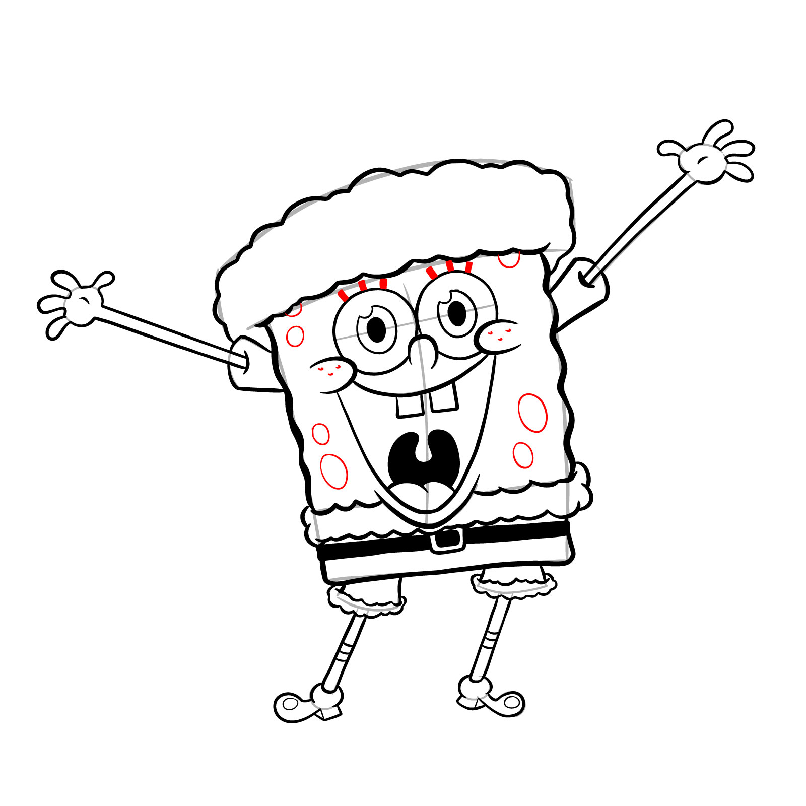 How to draw Santa SpongeBob SquarePants - step 24