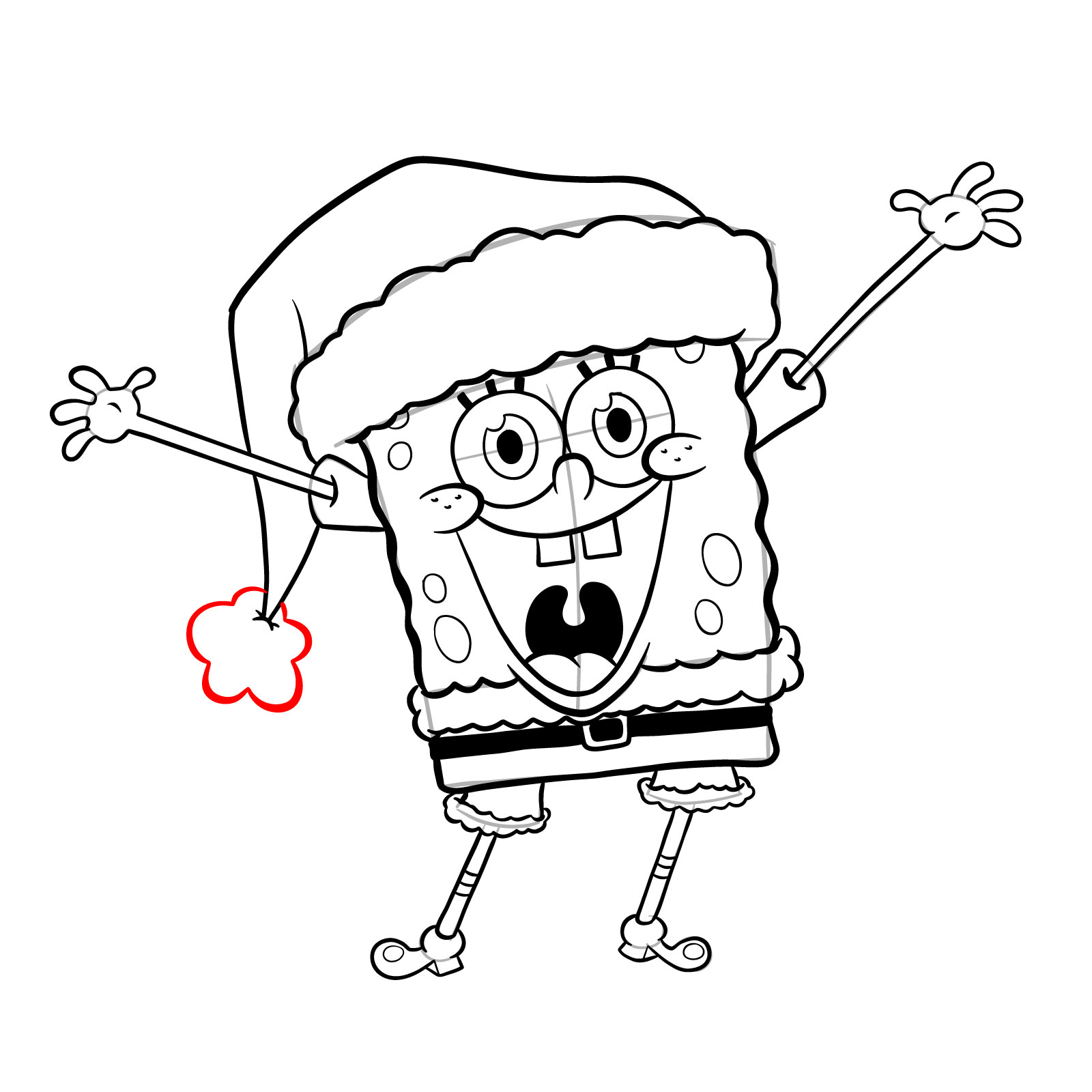 How to draw Santa SpongeBob SquarePants - step 26