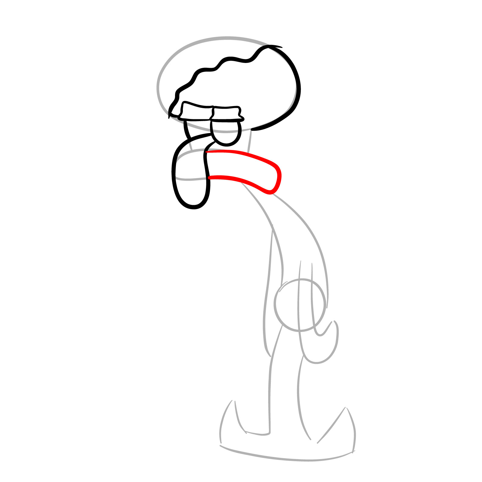 How to Draw Squidward as Santa - step 07