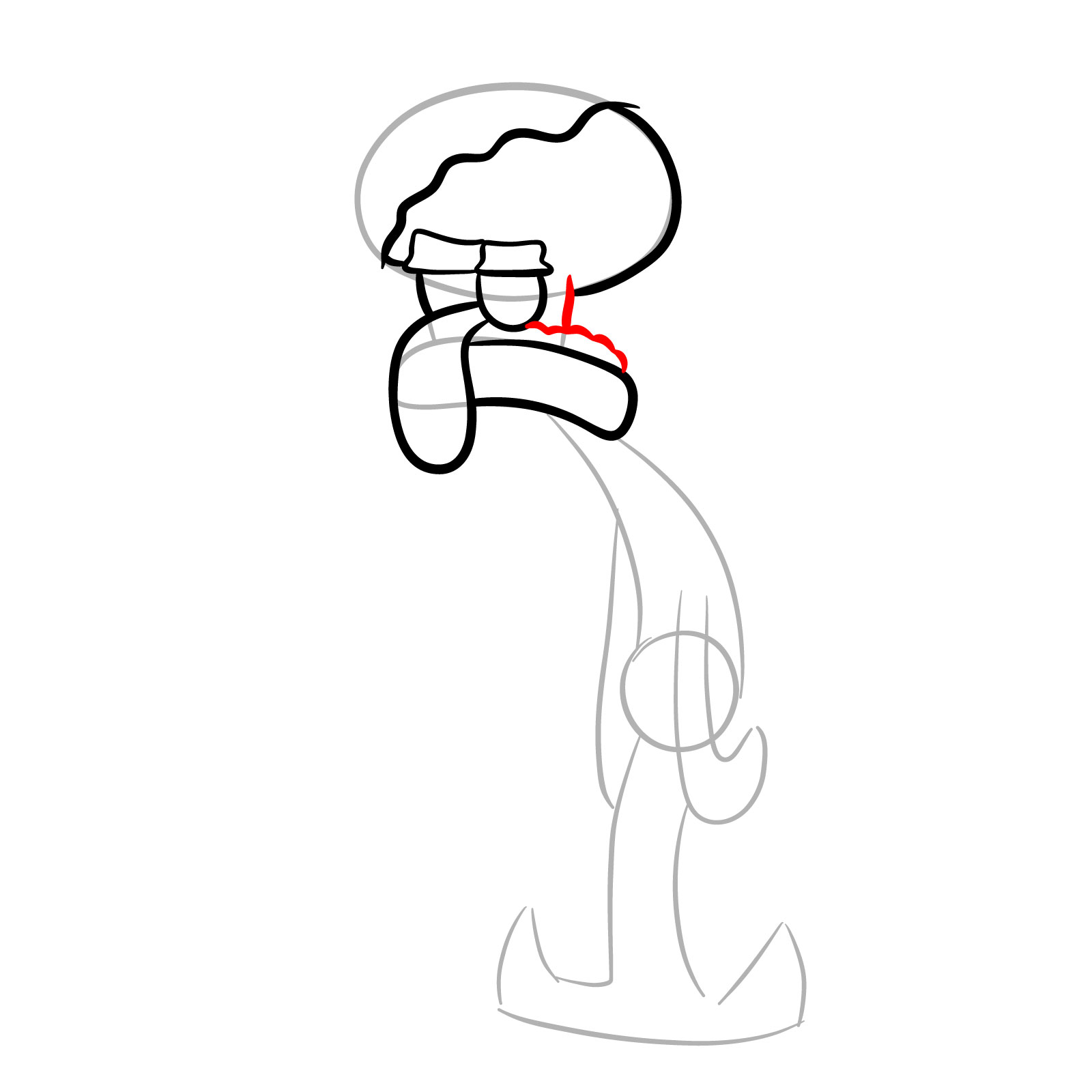 How to Draw Squidward as Santa - step 08