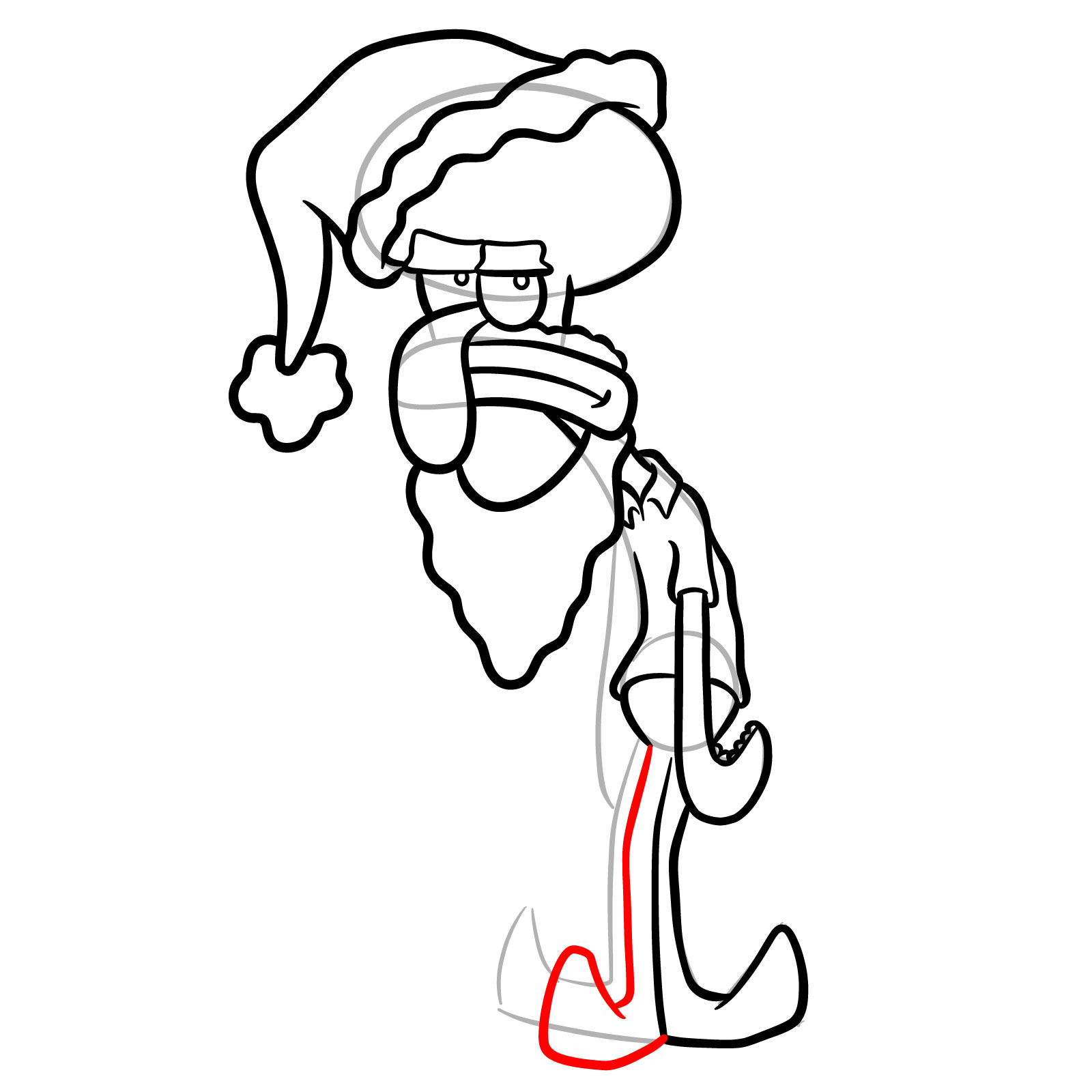 How to Draw Squidward as Santa - step 16