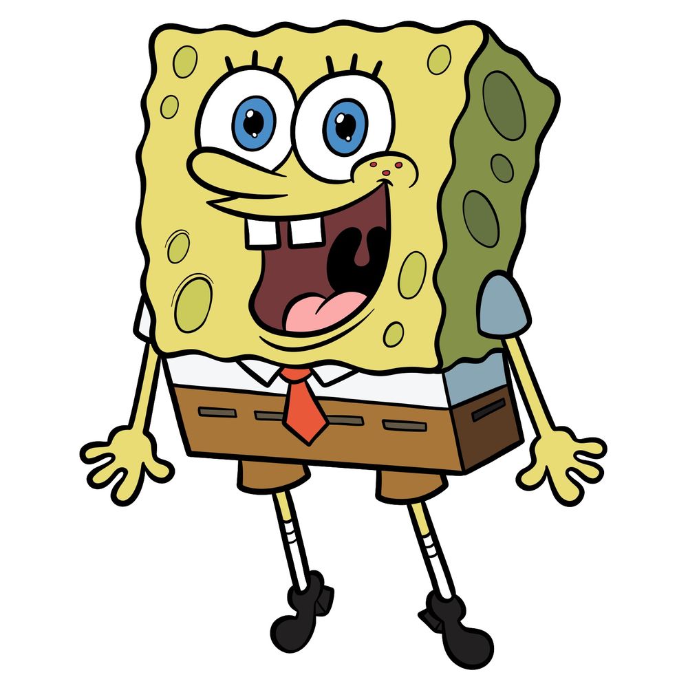 How to Draw SpongeBob SquarePants Laughing and Excited