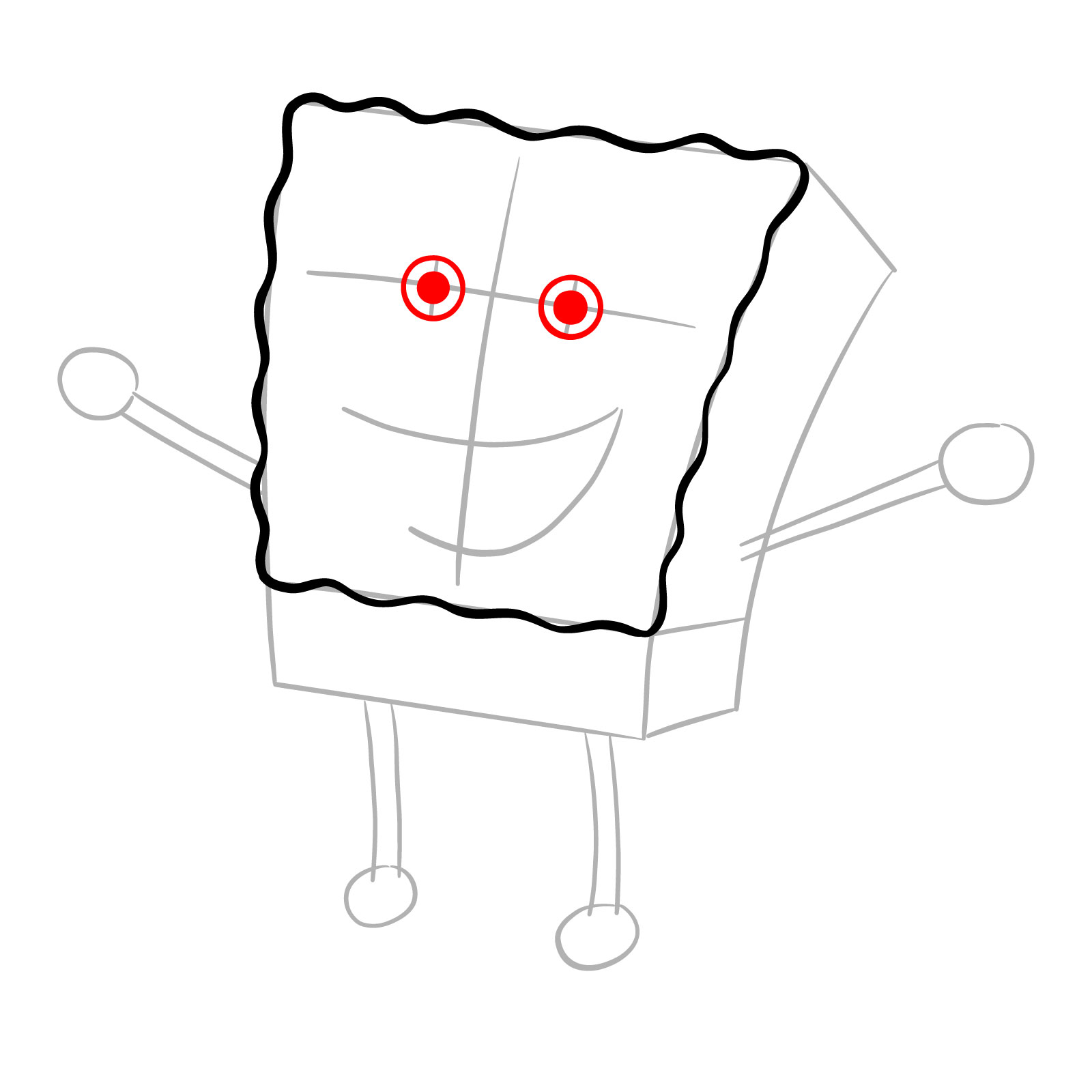 How to Draw SpongeBob with Excited Pose - step 04