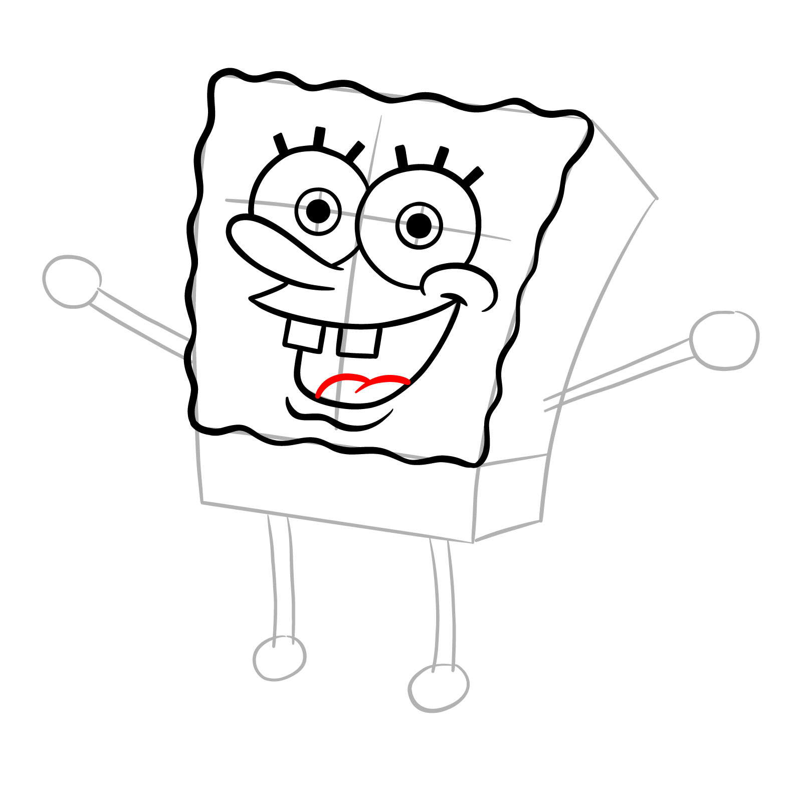 How to Draw SpongeBob with Excited Pose - step 11