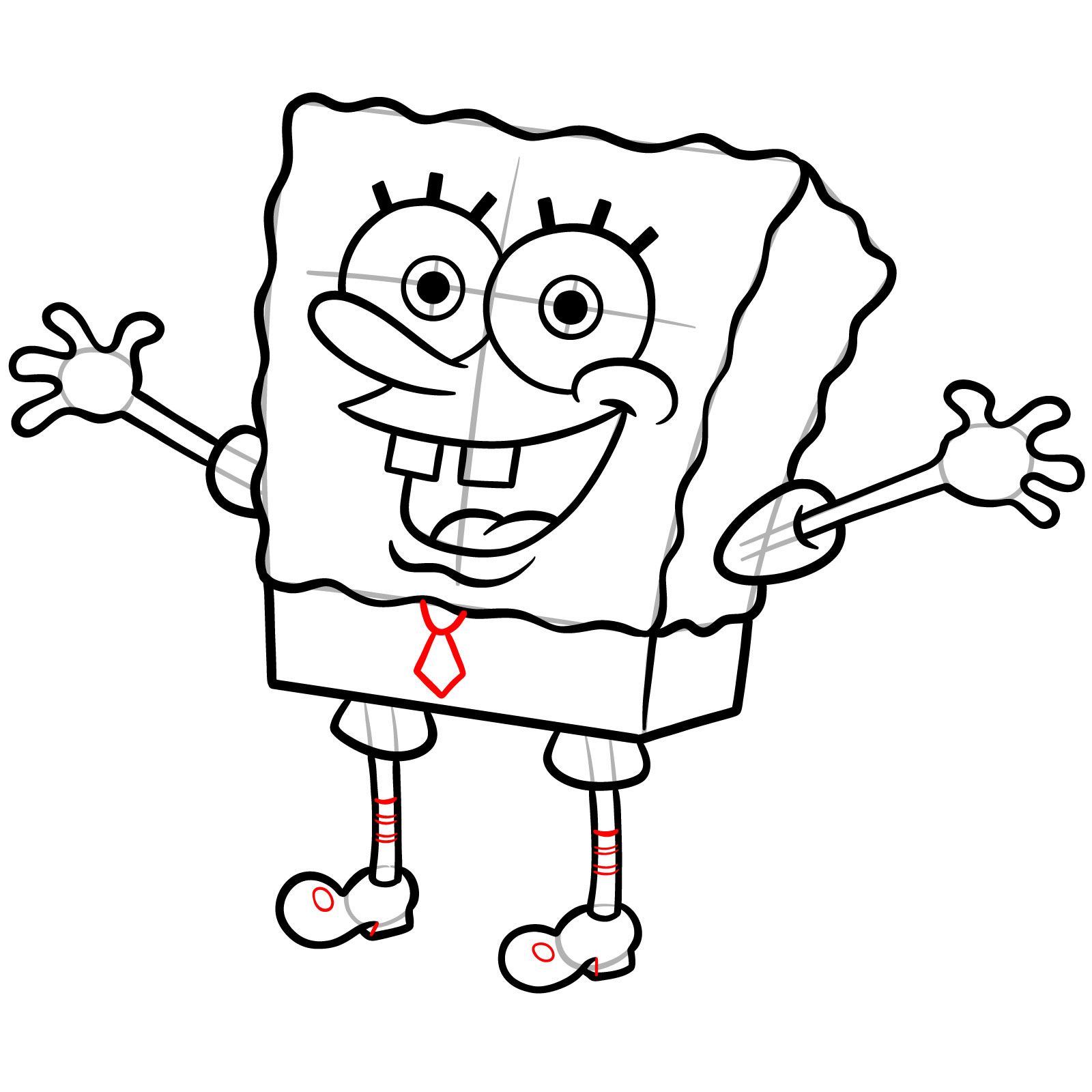 How to Draw SpongeBob with Excited Pose - step 19