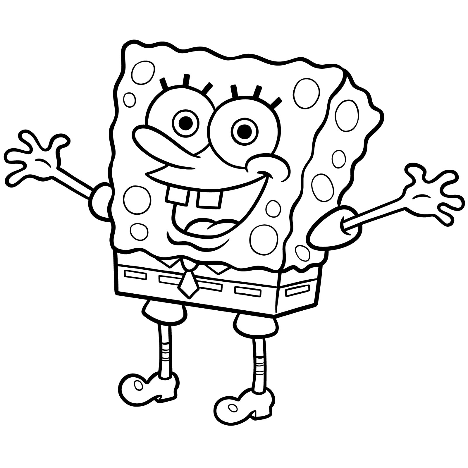 How to Draw SpongeBob with Excited Pose - step 22