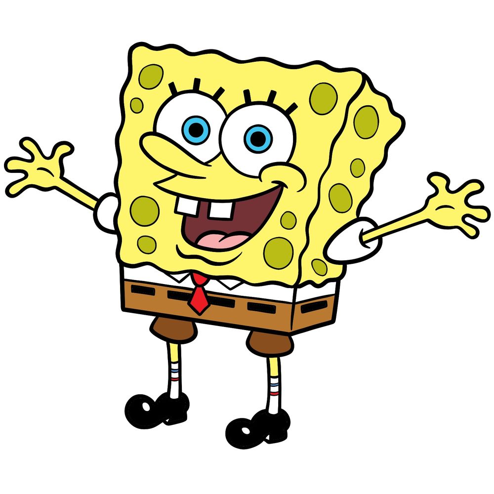 How to Draw SpongeBob with Raised Arms – 23 Step Guide