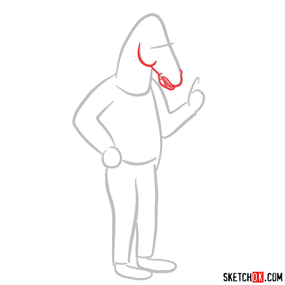How to draw BoJack Horseman in full growth - step 02