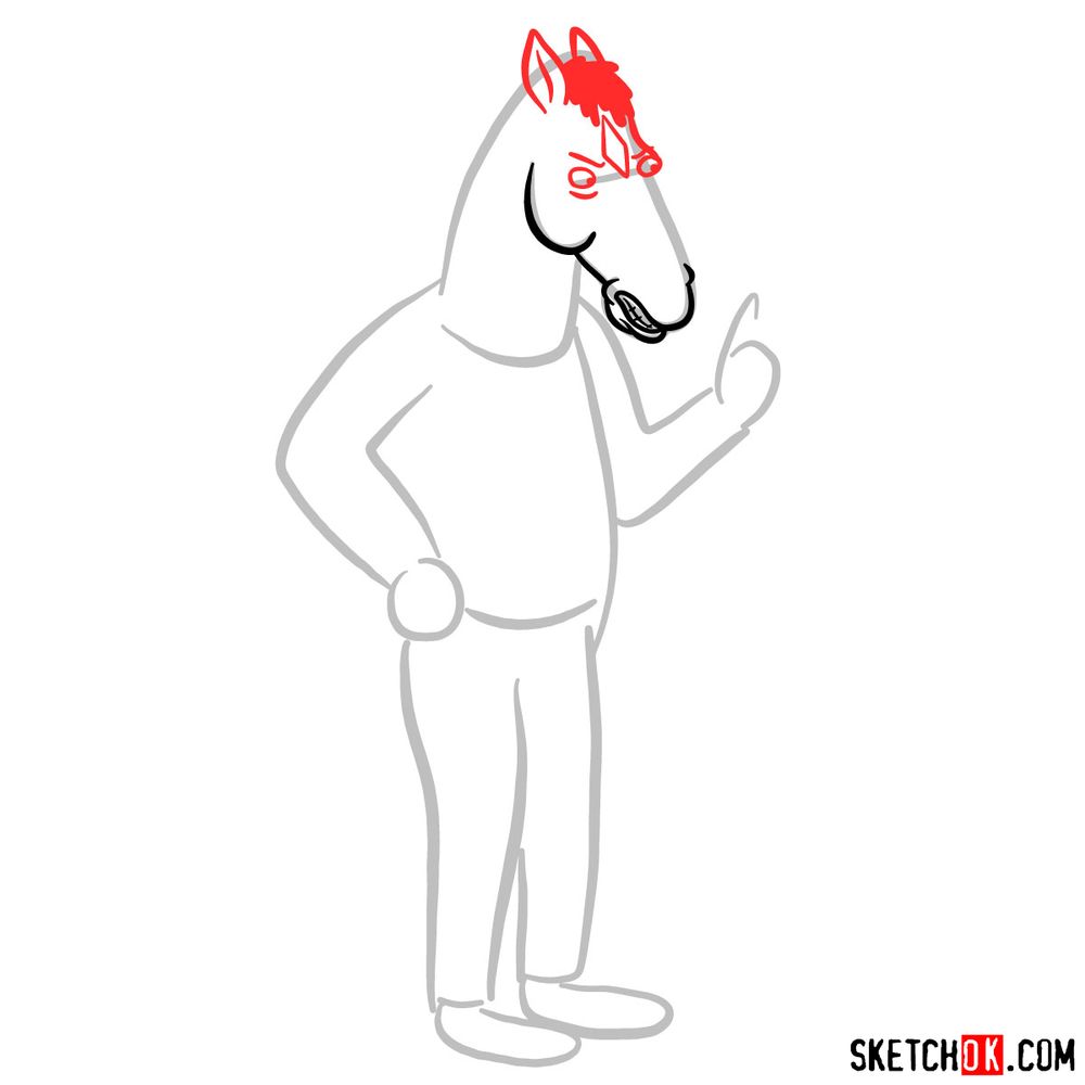 How to draw BoJack Horseman in full growth - step 03