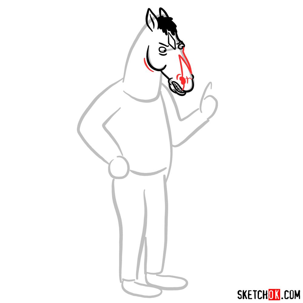 How to draw BoJack Horseman in full growth - step 04
