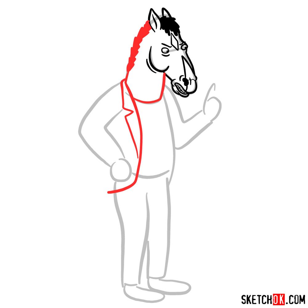 How to draw BoJack Horseman in full growth - step 05