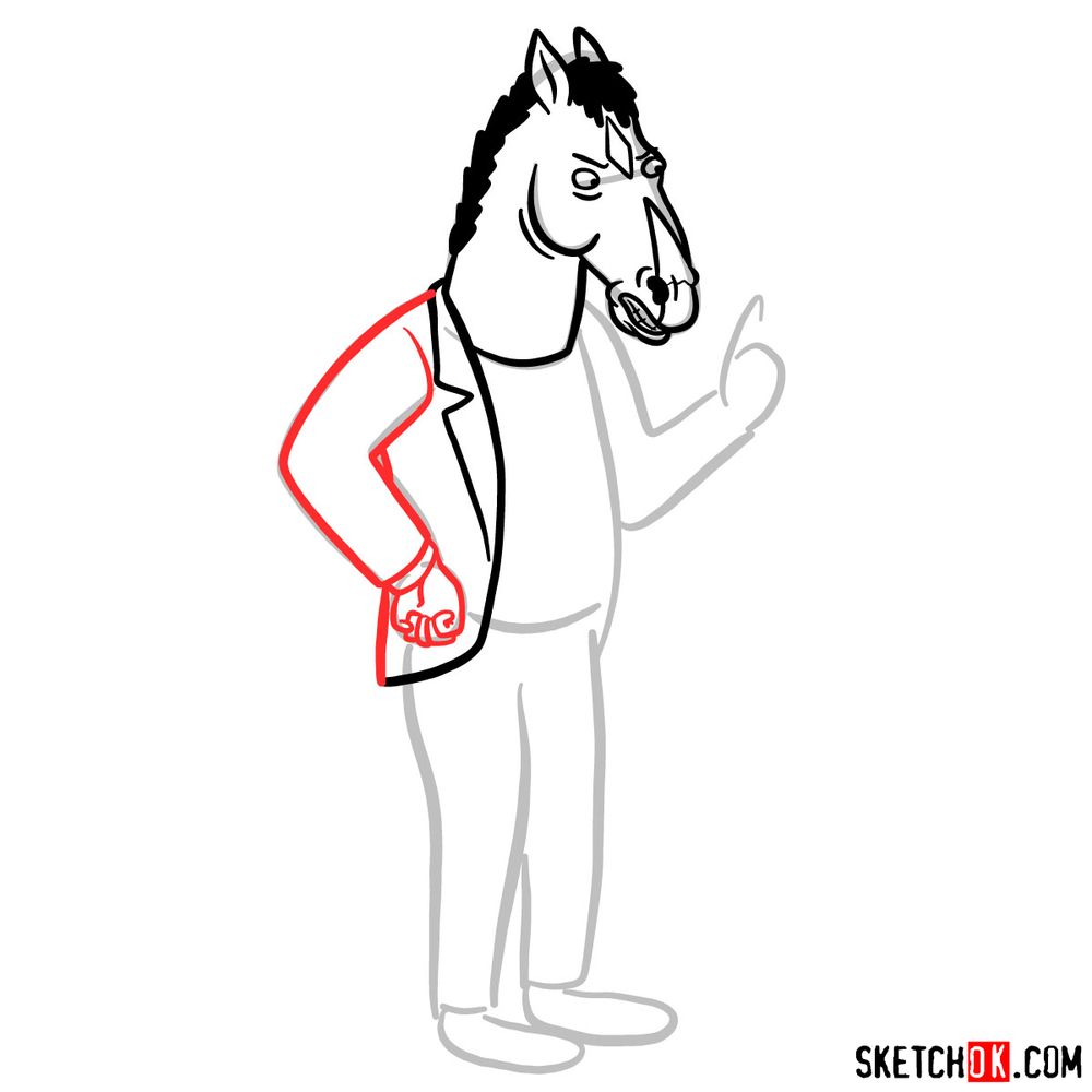 How to draw BoJack Horseman in full growth - step 06