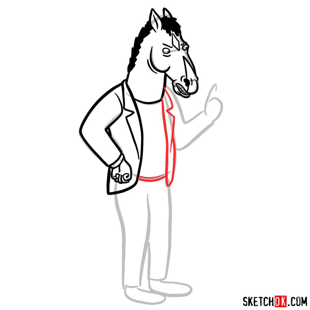 How to draw BoJack Horseman in full growth - step 07