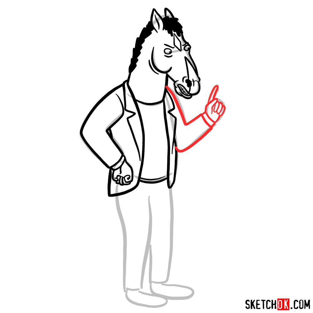 How to draw BoJack Horseman in full growth - step 08