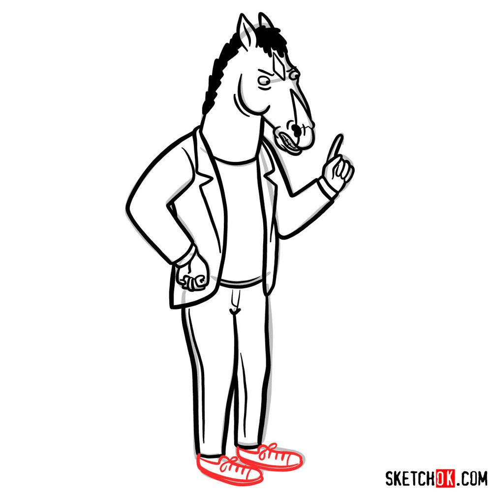 How to draw BoJack Horseman in full growth - step 10