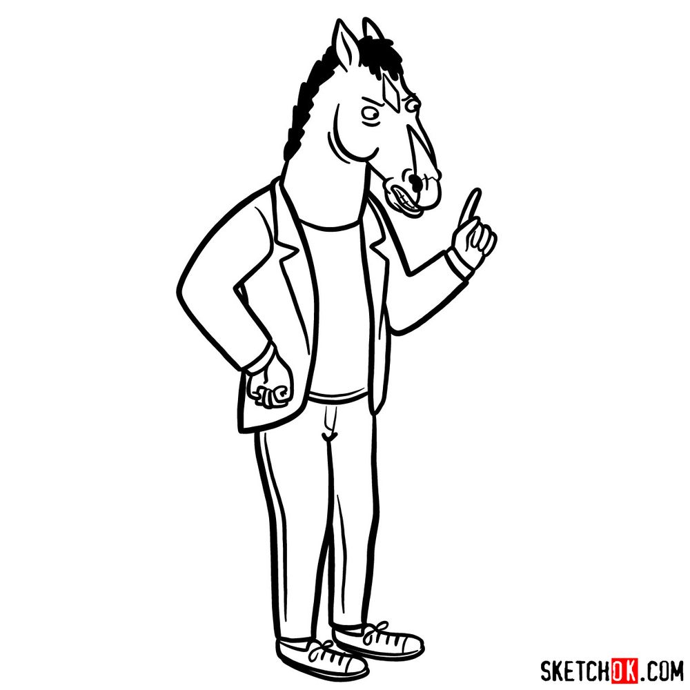 How to draw BoJack Horseman in full growth - step 11