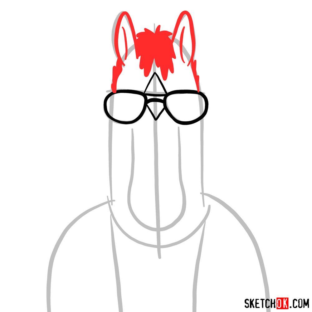 How to draw BoJack Horseman in sunglasses - step 03