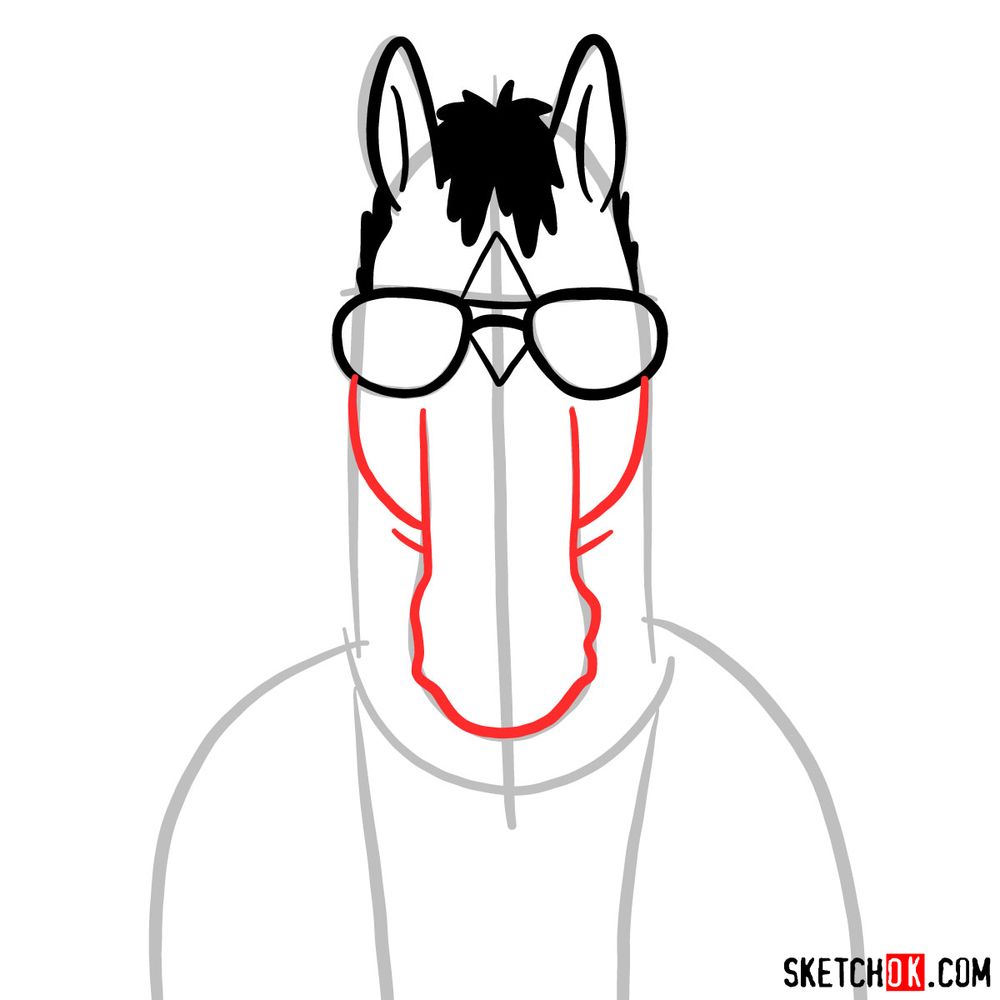 How to draw BoJack Horseman in sunglasses - step 04