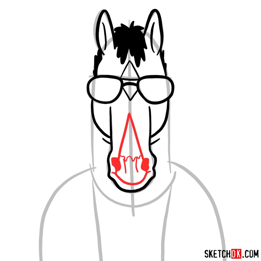 How to draw BoJack Horseman in sunglasses - step 05