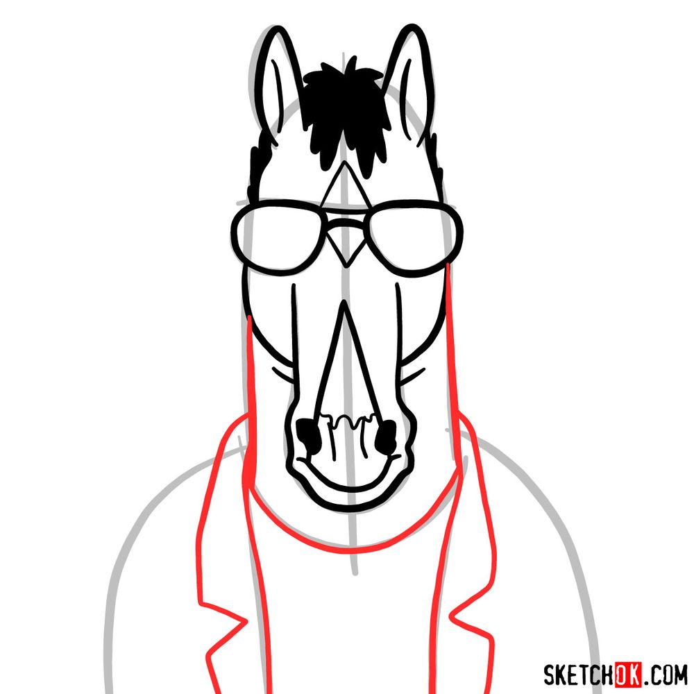 How to draw BoJack Horseman in sunglasses - step 06
