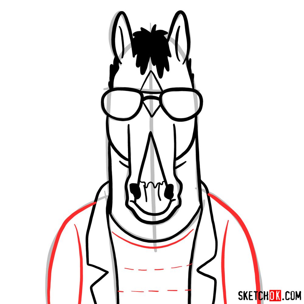 How to draw BoJack Horseman in sunglasses - step 07