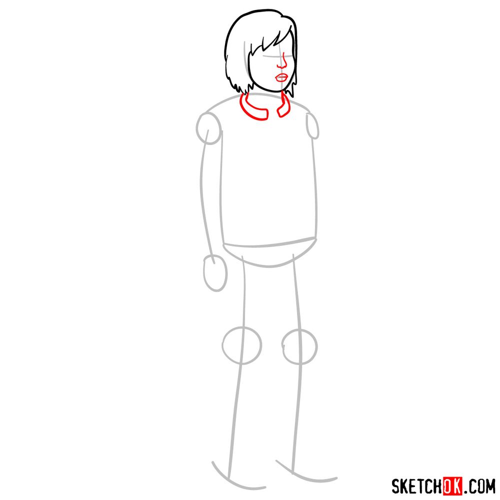 How to draw Diane Nguen new look from the last season - step 05