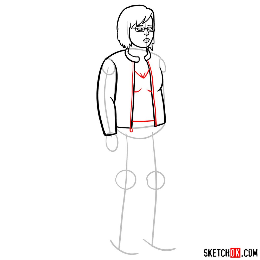 How to draw Diane Nguen new look from the last season - step 09