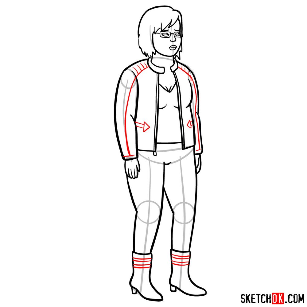 How to draw Diane Nguen new look from the last season - step 14