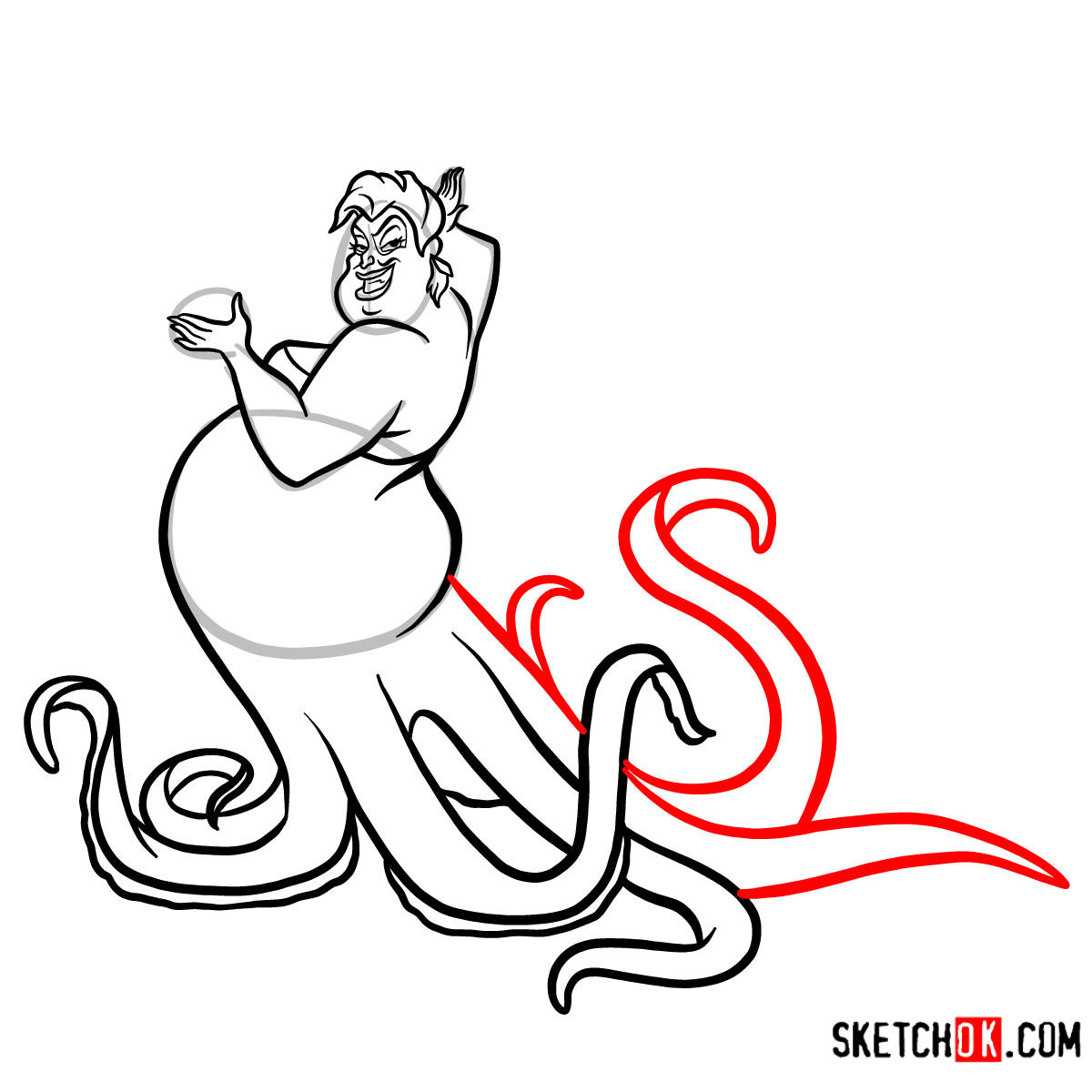 How to draw Ursula | The Little Mermaid - step 10