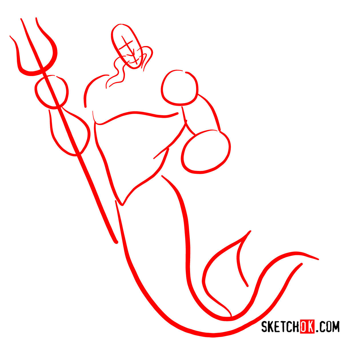 How to draw King Triton | The Little Mermaid - step 01