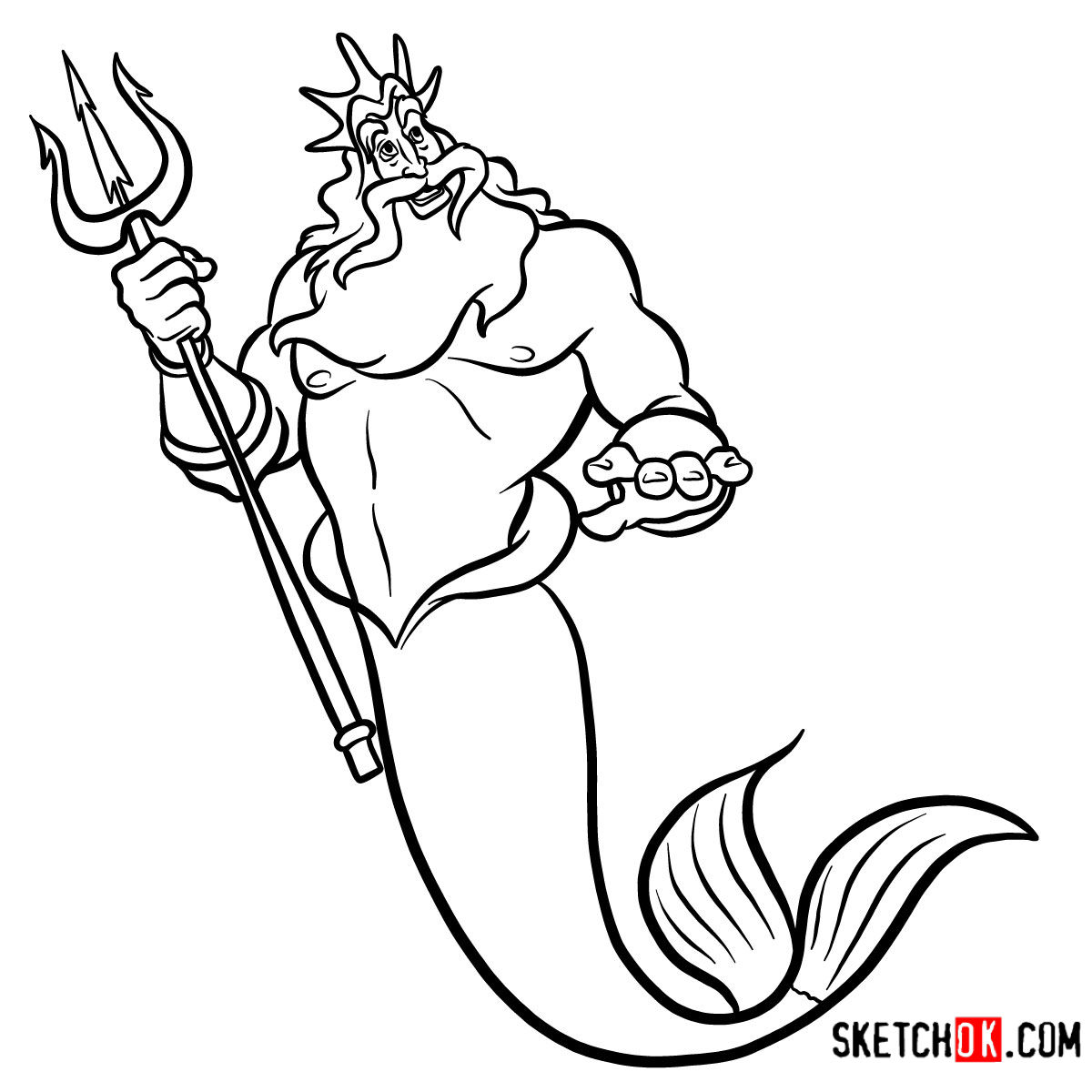 How to draw King Triton | The Little Mermaid