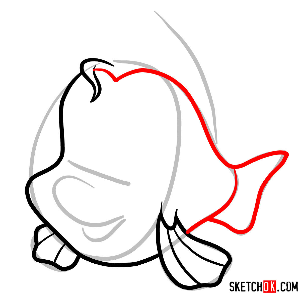 How to draw Flounder | The Little Mermaid - step 04