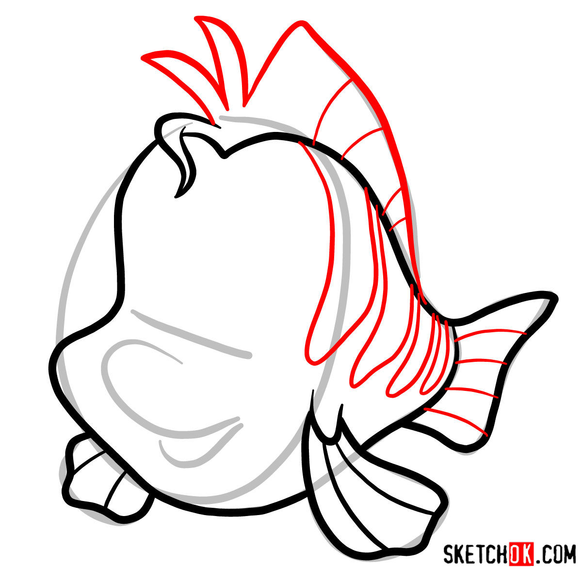 How to draw Flounder | The Little Mermaid - step 05