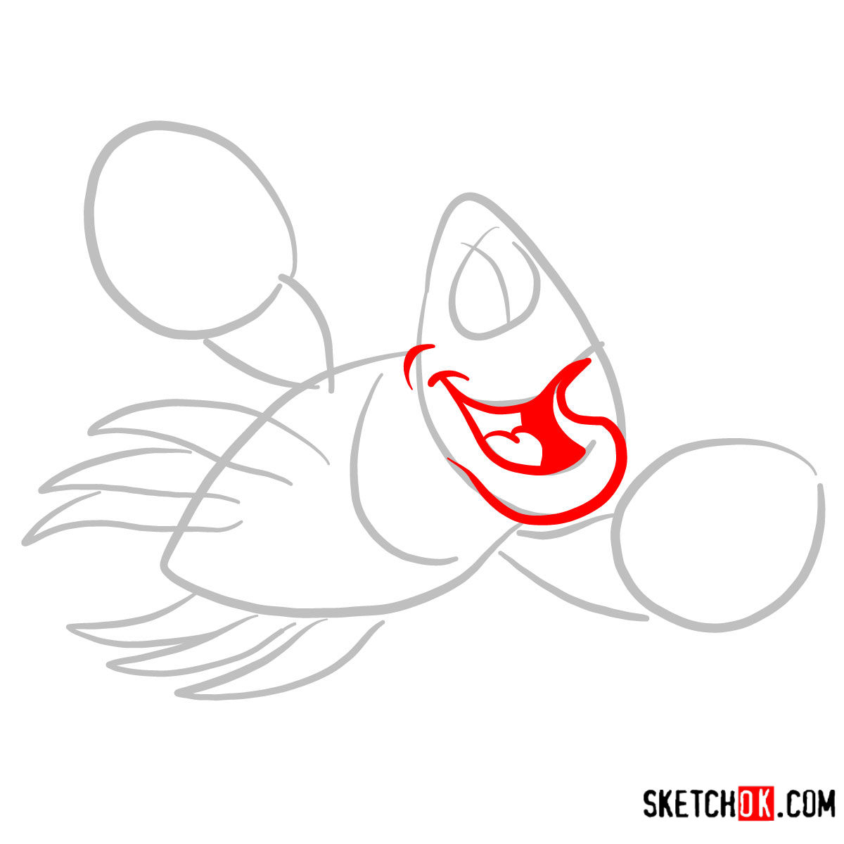 How to draw Sebastian | The Little Mermaid - step 02