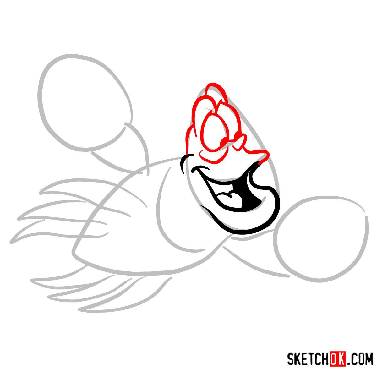 How to draw Sebastian | The Little Mermaid - step 03