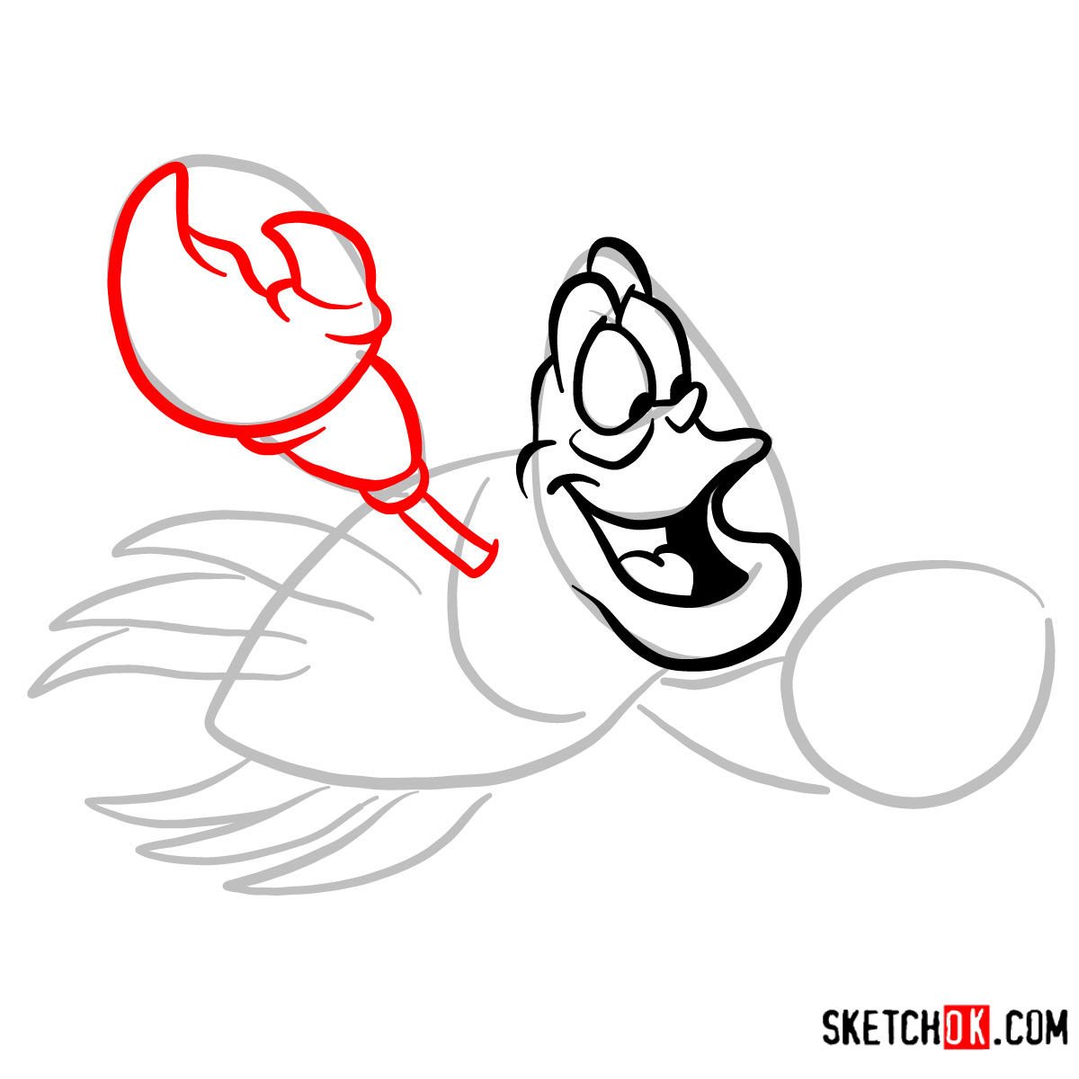 How to draw Sebastian | The Little Mermaid - step 04