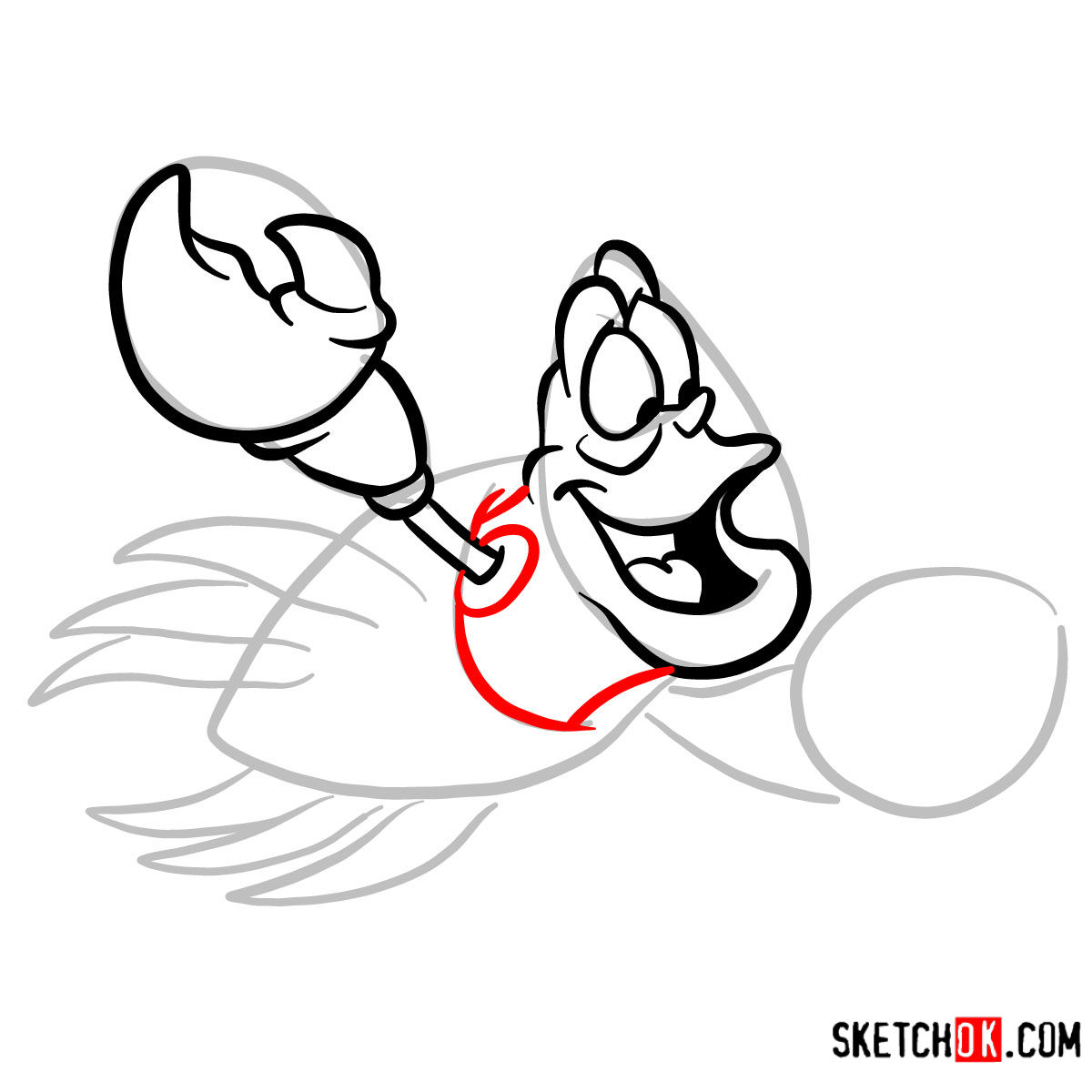 How to draw Sebastian | The Little Mermaid - step 05