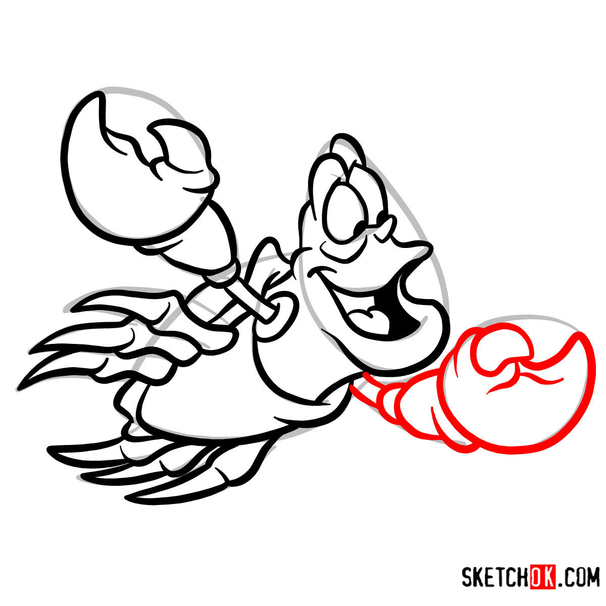 How to draw Sebastian | The Little Mermaid - step 09