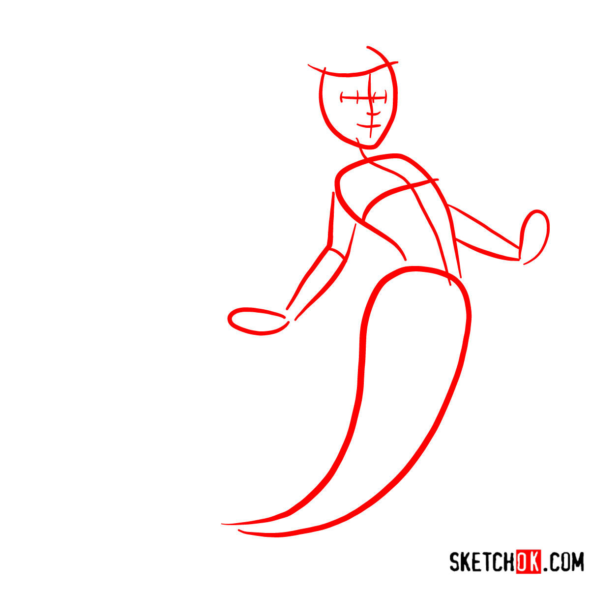 How to draw cute Ariel | The Little Mermaid - step 01