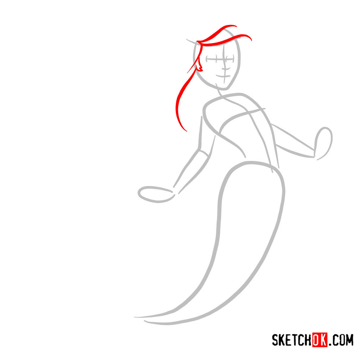 How to draw cute Ariel | The Little Mermaid - step 02