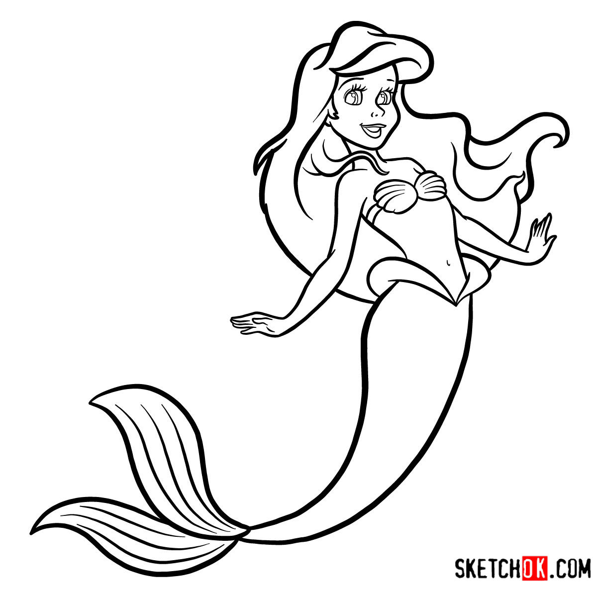 How to draw cute Ariel | The Little Mermaid