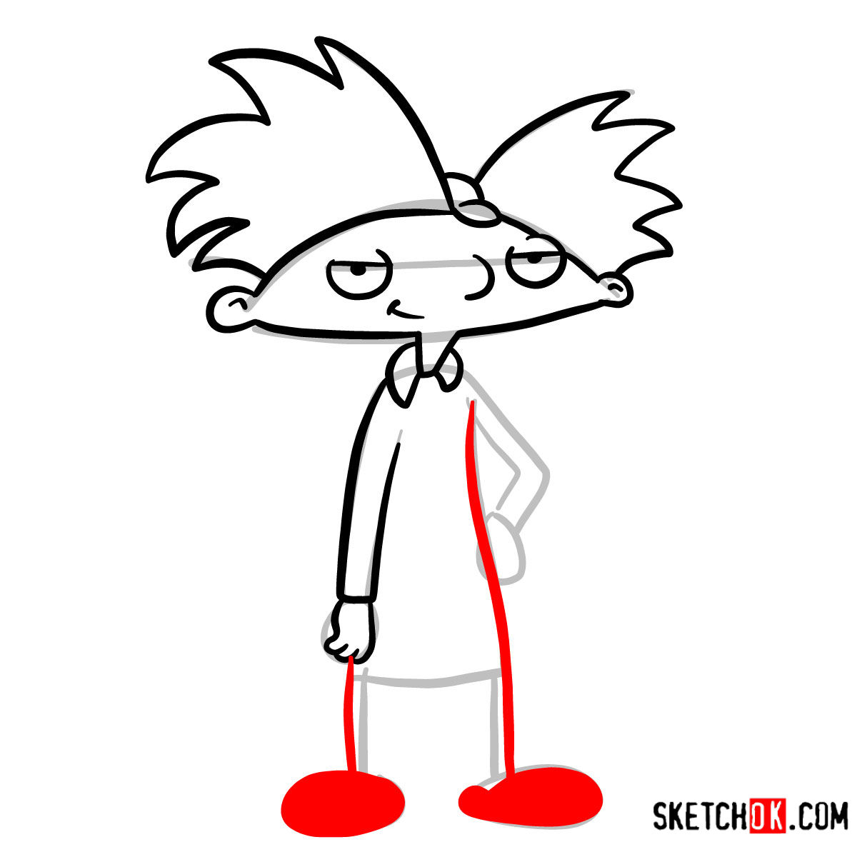 How to draw Arnold Hey Arnold! - step 06.