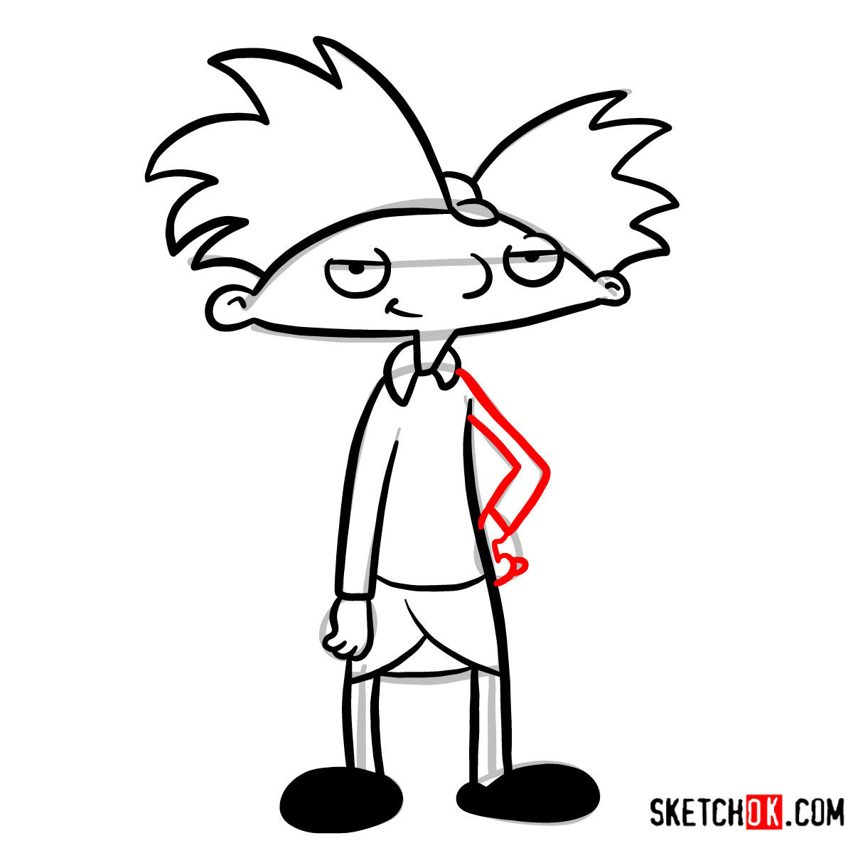 How to draw Arnold | Hey Arnold! - step 08